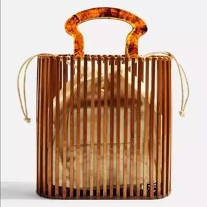 Natural bamboo straw basket bag